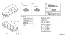 Grille-embleem Nissan Serena C23 62889-7C000 Origineel.