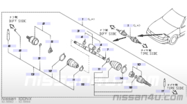 Aandrijfas links GA16DE Nissan 39101-60Y00 B13/ N14/ Y10 Gebruikt.