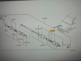Aandrijfashoesset differentieelzijde Nissan Micra K11 39741-4F125 Nieuw.