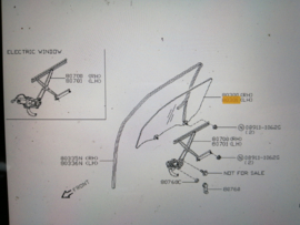 Portierruit linksvoor Nissan Micra K11 5-deurs 80301-4F910 Origineel.