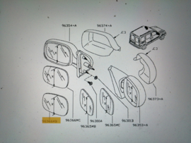 Buitenspiegelglas links Nissan Kubistar X76 96366-00QAM