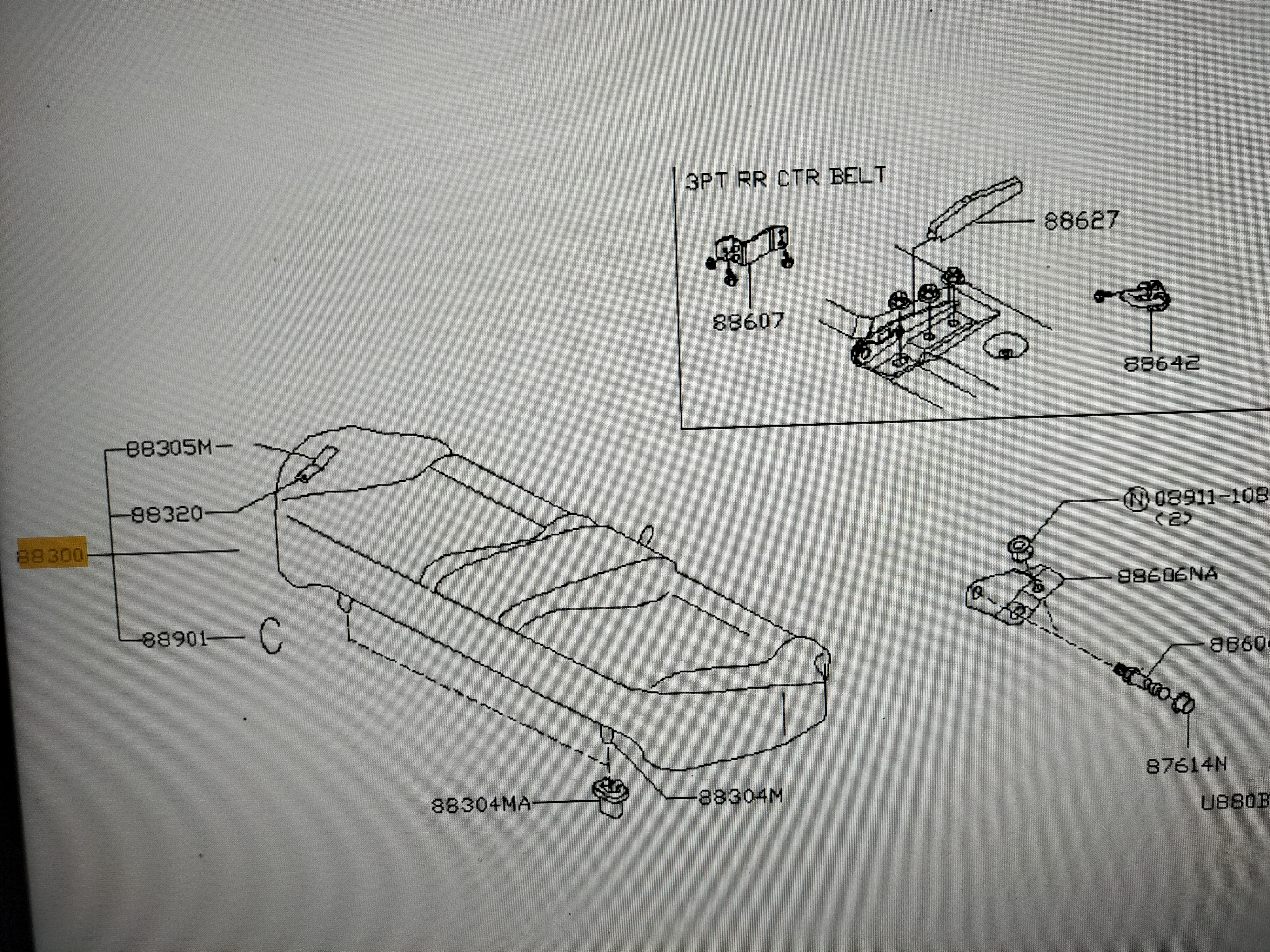 Achterbankzitting Nissan Primera P11/ WP11 88300-3J402 Gebruikt.