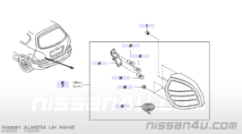 Achterlicht links Nissan Almera N16 26555-BN025 Gebruikt.