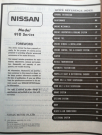 Service manual '' Model 910 series '' SM0E-0910G0 Nissan Bluebird 910