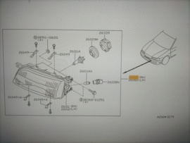 Lamp left-hand Nissan Almera N15 26060-1N826 New.
