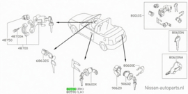 Deurslotklem rechts Nissan Micra K11 80590-41B00 Gebruikt.