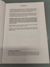 ''Body repair manual N16 '' Reparatie handboek Nissan Almera N16 BR0E-0N16E0 Gebruikt.