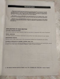 Product bulletin ''Nissan Primera P10 series, new model introduction'' PB1E-0P10E0B Gebruikt.