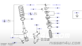 Schokdemper linksvoor Nissan Sunny N14 54303-50C28 (54303-50C12) Origineel.