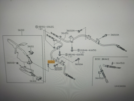 Handremkabel links Nissan Primera P11/ WP11 36531-9F510 Gebruikt.