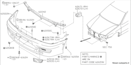 Finisher-front fascia, left-hand Nissan Primera P11/ WP11 62257-2J000 Used part.