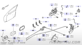 Deurgreep buitenzijde rechtsvoor Nissan Almera N16/V10 80606-BN060 Met slotgat