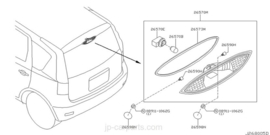 Afdichting / pakking derde remlicht Nissan Note E11 26593-1U69B Origineel.