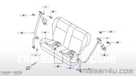Veiligheidsgordelsluiting achterbank midden Nissan Micra K11 88852-5F000