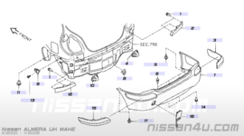 Afdekplaat onder achterlicht rechts Nissan Almera N16 78126-BM400 (KL0)