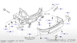 Fascia-rear bumper Nissan Almera N16 85022-4M540 (KL0)
