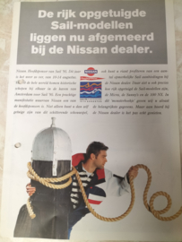 Reclamefolder Nissan Sail-modellen ''De rijk opgetuigde Sail-modellen liggen nu afgemeerd bij de Nissan dealer'' 20250318