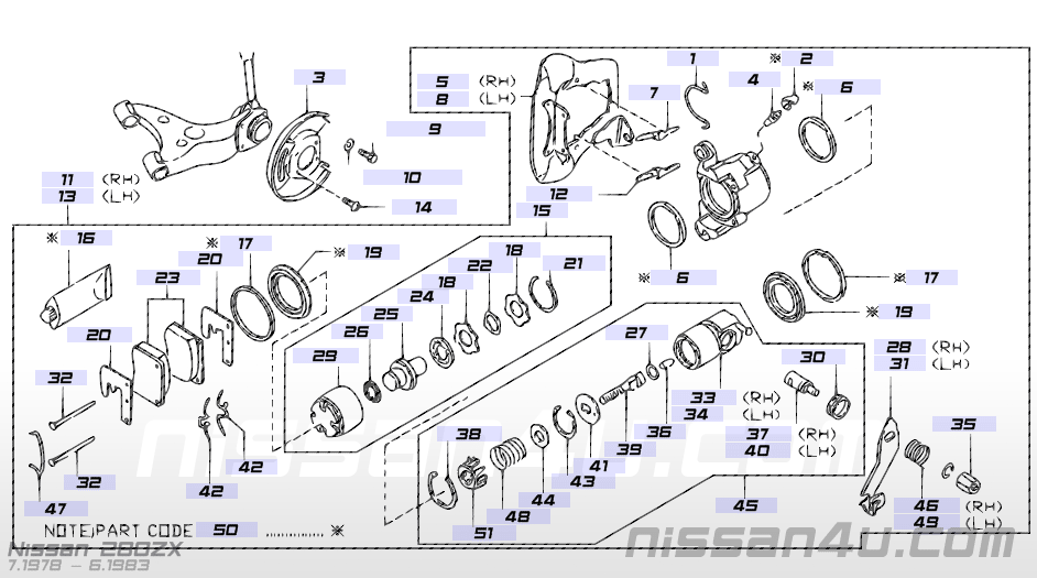 Pad kit-disc brake rear axle Datsun/ Nissan 44060-P6525 S110/ S130 Original.
