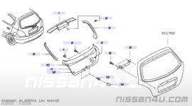 Afdekkap achterklep Nissan Almera N16 90904-BN402 (90904-BM400)