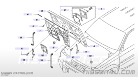 Gasveer motorkap Nissan Patrol Y61 65470-VC025 Nieuw.