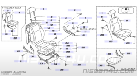 Slide-left-hand seat, outside Nissan Almera N15 87551-1N020 Used part.