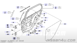 Sierlijst buitenzijde achterportier links Nissan Almera N16 82821-BM700