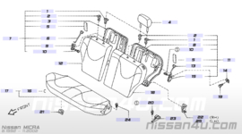 Back rear seat, side left-hand Nissan Micra K11 88650-6F900 (88650-9F600) Used