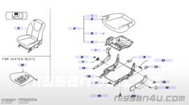 Afdekkap montagebout voorstoel Nissan Primera P11/ WP11 87509-9F501 (87509-3J301-2 87509-9F500-1)