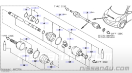 Aandrijfas rechts Nissan Micra CK12/ K12 39100-AY100