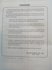 Service manual '' Model F10 series '' Datsun 100A FII / Datsun 120A FII F10 SM5E-0F10G0