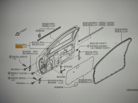 Portier linksvoor Nissan Micra K11 80101-50B30 (DK6) Gebruikt.