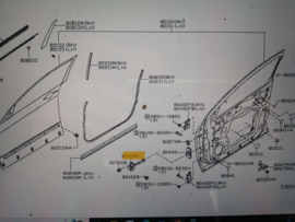 Deurvanger voorportier Nissan Qashqai J10/ JJ10 80430-JD000 Origineel.