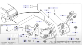 Achterlicht Nissan Almera N15 links-binnenste 26555-0N029