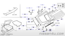 Verbindingsstuk sierlijst achterruit Nissan Primera P10 hatchback 90366-98J00 Origineel