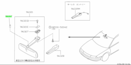 Afstandsrubber binnenspiegel Nissan 96328-41L00 B13/ C32/ N13/ T30/ Y10/ Y61 Origineel.