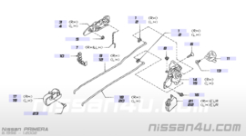 Deurslot mechaniek rechtsachter Nissan Primera P11/ WP11 82552-2F000