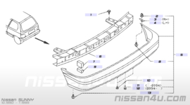 Reforzar el centro del parachoques trasero interior Nissan Sunny N14 85030-50C30