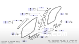 Instapplaat linksachter Nissan Almera Tino V10 769B7-BU700