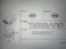 Embleem Terrano Nissan Terrano2 R20 90890-2X800 Gebruikt.