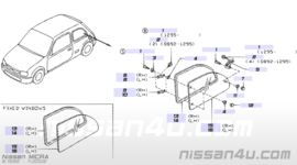 Zijruit links Nissan Micra K11 83313-4F300