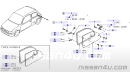 Hendel zijraam Nissan Micra K11 83610-43B00