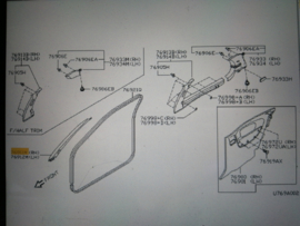 Garnish front pillar, right-hand Nissan Micra K11 76911-6F802 Used part.
