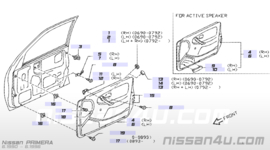 Hoek deurgreep binnenzijde linksvoor Nissan Primera P10 80947-90J00