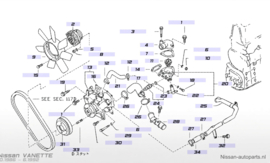 Koelwaterslang LD20 Nissan Vanette GC22 14056-G5501 Gebruikt.