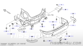 Bumperhoekstuk achterbumper rechts Nissan Almera N16 85074-4M540