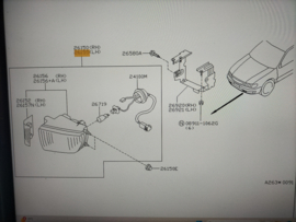 Lamp fog, left-hand Nissan Maxima A32 26155-43U25 New.