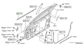 Moulding front door outside, right-hand Nissan Primera P12 80820-AV600 Used part.
