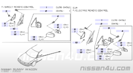 Mirror door, left-hand Nissan Sunny Wagon Y10 96302-74R60 (CZ) Original.