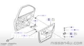 Deurpaneel rechtsachter Nissan Primera P10 (82900-90J00) Gebruikt.