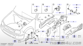 Afdekkap/zijafscherming linksvoor Nissan Micra K11 64839-4F100